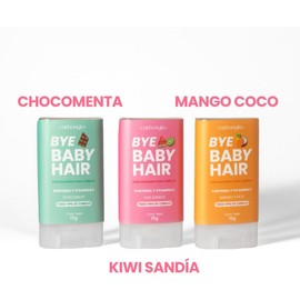 Cera para Cabello Mujer en Barra 3 Piezas Carbonyko – Hair Wax Stick para Baby Hair y Frizz – Fijación Firme sin Efecto Pegajoso – Fórmula Vegana con Vitamina E – Chocomint, Kiwi Sandía y Mango Coco