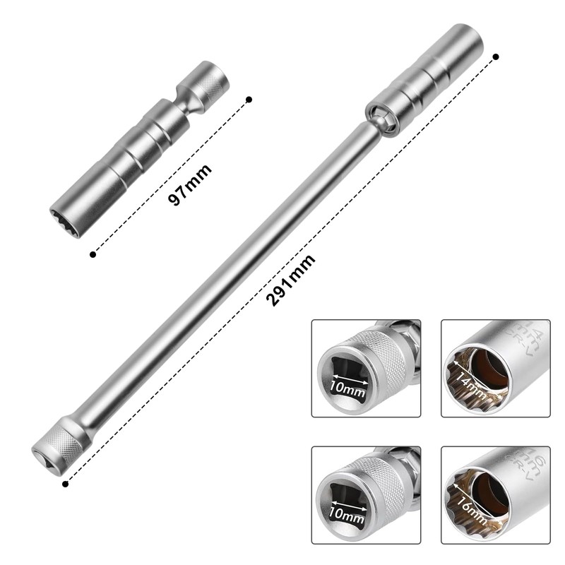 2PCS Spark Plug Socket 16mm and 14mm, Magnetic Universal Spark