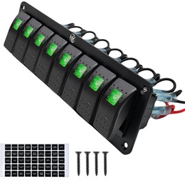 8 Gang Switch Panel 12v 24v Dc Toggle Switch Panel 5 Pin On Off Prewired Marine Switch Panel Waterproof Switch Panel for Automotive Boat Marine Truck Jeep Off-Road Bus Rv