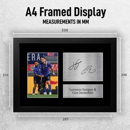 HWC Trading FR A4 Lorenzo Insigne & Ciro Immobile Italy Gifts Printed Signed Autograph Picture for Football Fans and Supporters - A4 Framed