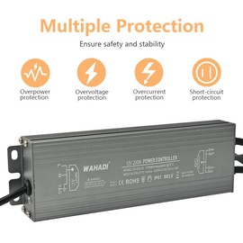WAHADI 200W LED Power Supply Driver 100-277V AC to 12V DC 16A Low Voltage Output Transformer Converter Waterproof IP67 for Indoor Outdoor LED Module Lights,Computer Project