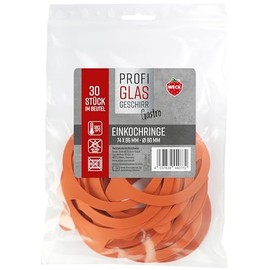 Weck Pack of 30 Rubber Rings 74 x 86 mm Diameter 80 mm (Rubber Sealing Rings, Preserving Jars) 76134, Orange