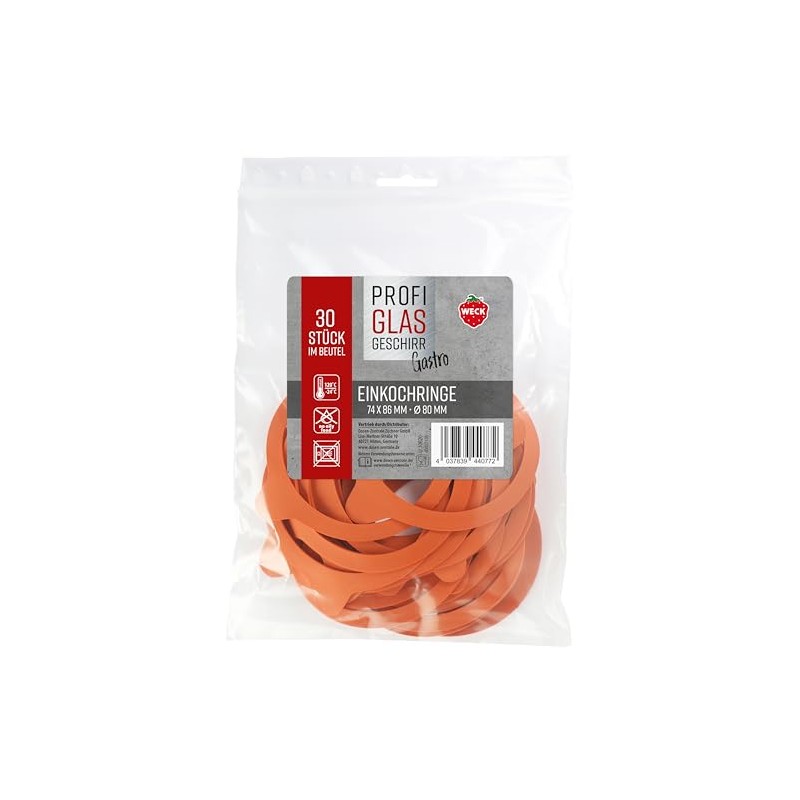 Weck Pack of 30 Rubber Rings 74 x 86 mm