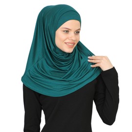 Prien Chic Ready To Wear Hijab For Women, Muslim Long Turban Undercap Set, Instant Scarf, Prayer Clothes For Girls, Abaya (Emerald)