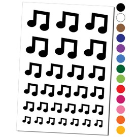 Music Eighth Notes Temporary Tattoo Water Resistant Fake Body Art Set Collection - Red (One Sheet)