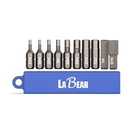LABEAR -SAE Hex Bit Set for drill/driver, 10-Piece Hex Head Allen Wrench Screwdriver Bit Set. S2 Stee, 1" SAE Hex Bits for Assembly(1/16", 5/64", 3/32", 1/8", 9/64", 5/32", 3/16", 7/32", 1/4", 5/16")