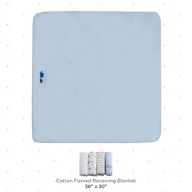 Spasilk Receiving Baby Blanket, 100% Cotton Flannel Blanket, Pack of 4, Blue
