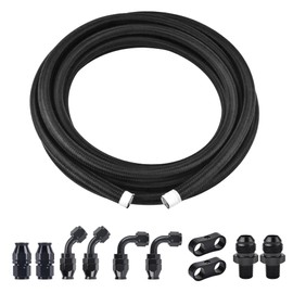 EVIL ENERGY 8AN PTFE Fuel Line Kit, E85 Nylon Braided Fuel Hose kit 10FT Black