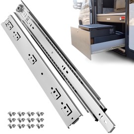 ToBeGreat 1 Pair Heavy Duty Full Extension Drawer Slides 34 Inch, Side Mount Ball Bearing Cabinet Rails Tool Box Runners Tracks（Without Lock, 150lb