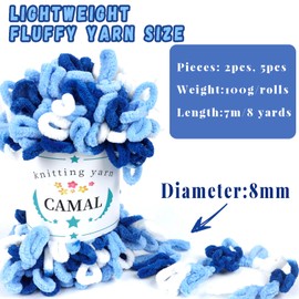 CAMAL 5 Pack Loop Yarn for Finger Knitting Soft Fluffy Finger Rainbow Loop Chunky Chenille Plush Yarn for Crocheting Blanket, Rugs, Scarfs, DIY Handbags, Hand Crafts(Cotton Candy)