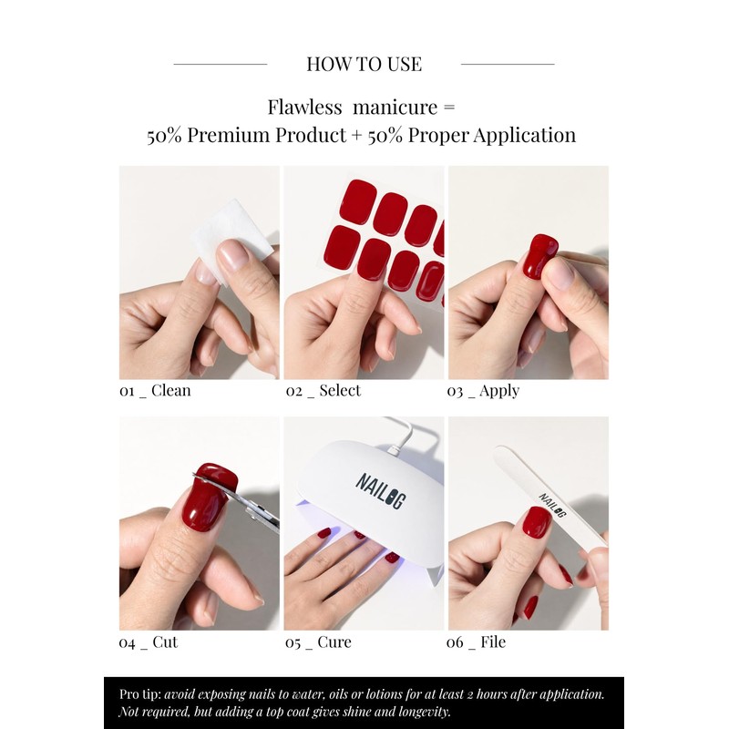 NAILOG Semi Cured Gel Nail Strips 34pcs Gel Nail Wraps