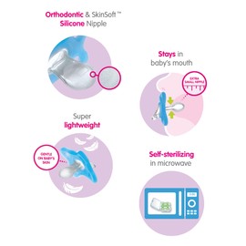 MAM Comfort Baby Pacifier, 100% Lightweight Silicone, Sterilizer Case, Girl, 0-3 Months (Pack of 2)