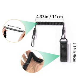 YUNYU 2 Pack Elastic Safety Lanyard with Carabiner - Reusable Tactical Bungee Cord for Hiking, Climbing, Camping & Outdoor Activities (Black)