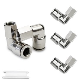 Bwintech 5 x 6 mm hose AD x 1/4 inch BSP female thread elbow nickel-plated brass push-to-connect pneumatic push-lock screw connection