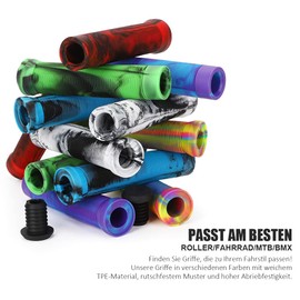 Scooter Grips - 145 mm Stunt Scooter Bicycle Grips Handlebar Grips - Mixed Colour Handlebar Grips for Stunt Scooter BMX MTB Bike (ZPurple/Blue)