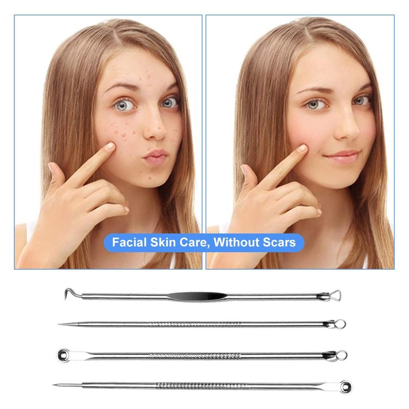 HaimiLiya Pimple Popper Tool Kit-4 Pcs Acne Needle Tools Set-