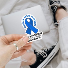 3Pcs Guillain Barre Syndrome Rare and Unique Just Like Those Who Fight It Sticker Guillain Barre Syndrome Awareness Stickers Blue Ribbon Warrior Decal for Laptop Bottle Phone Car Hard Hat 3"
