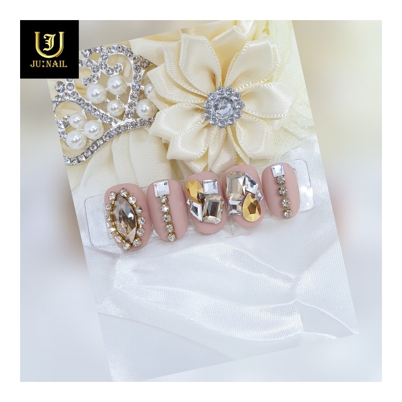 Golden Shadow Handmade Nail Tips - Long Round Square /