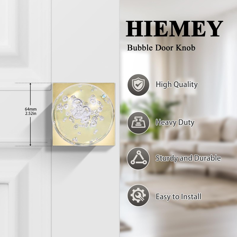 HIEMEY Glass Door Knobs Interior, Crystal Door Knobs with Lock,