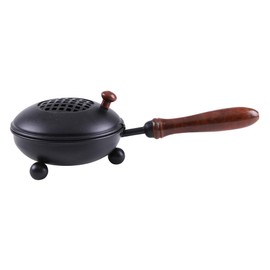 Bitto Saluk Metal Smoking Pan with Wooden Handle Length 26.5 cm Height 8 cm Diameter 12 cm