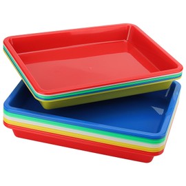 MANCHAP 15 Pcs 28 x 21.5 x 3cm Coloured Plastic Art Activity Trays, 5 Colors Plastic Craft Organizer Tray for DIY Projects, Art Crafts, Painting