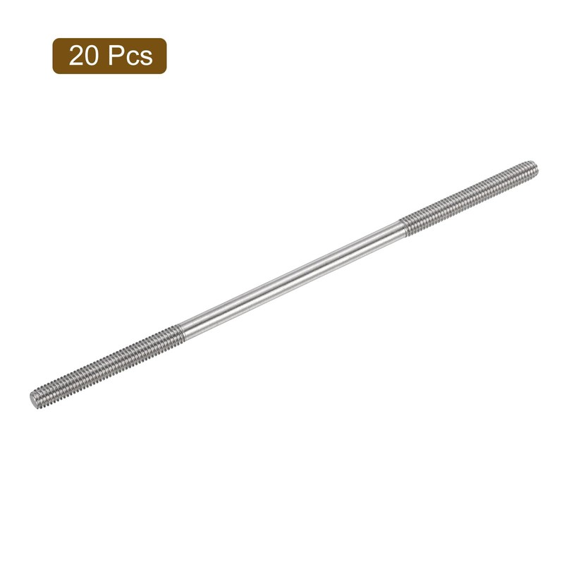 sourcing map 20Pcs M6x160mm 304 Stainless Steel Double End Threaded