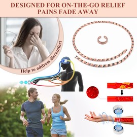 Vicmag Copper Magnetic Necklace for Women - Ultra Strength Magnets-99.9% Solid Pure Copper 2PCS Ring Necklace Set for Neck Adjustable Light Weight