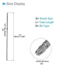 CoCud Double Ended Screwdriver Bit, 300mm Long PH2 1/4 Inch Hex Shank, S2 Magnetic - (Applications: for Power Tool), 1-Piece