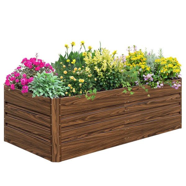 SnugNiture Galvanized Raised Garden Bed 8x4x2FT Outdoor Large Metal Planter Box Steel Kit for Vegetables, Flowers, Herbs, and Succulents