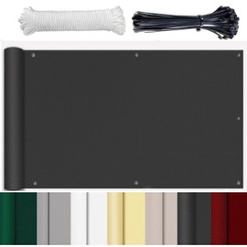 GLIN Balcony Wind Protection, No Drilling, Balcony Cover, Wind Protection, Balcony Canopy Opaque, 100% Privacy for Privacy, Patio, Anthracite, 90 x 400 cm