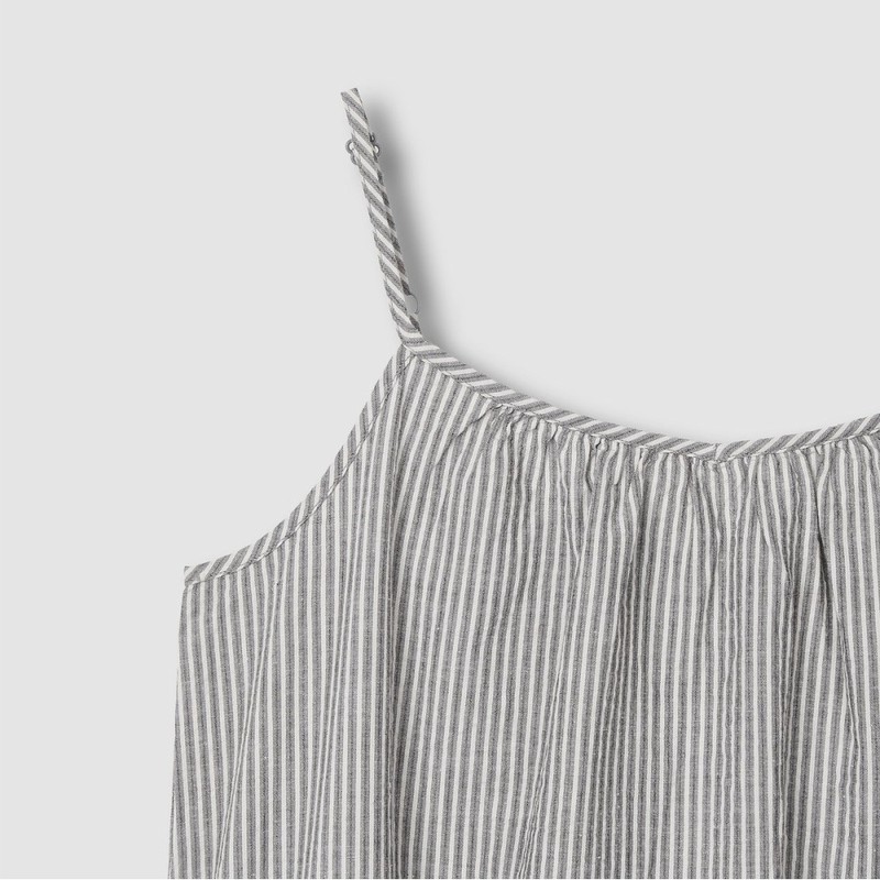 JAJU [JAJU] Women's Cotton Seersucker Sleeveless Pajama Dress_Dark Charcoal