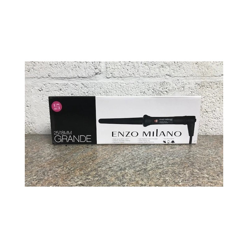 Enzo Milano Grande 25/18mm Clipless Curling Iron Ceramic Black