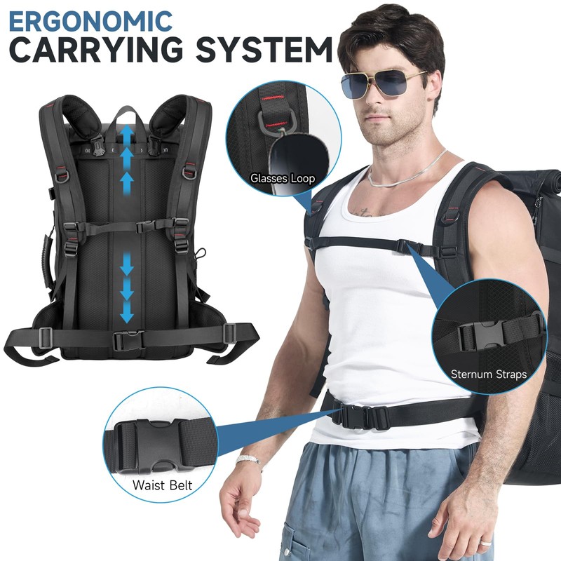 60L Large Travel Backpack for Men, 17 Inch Laptop Backpack