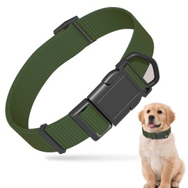 PawHuggies Dog Collar, Olive Green, Adjustable, Quick Release Buckle, 90% Rayon Derived from Bamboo, 10% Polyester, Small, Medium, or Large, for Large Dogs