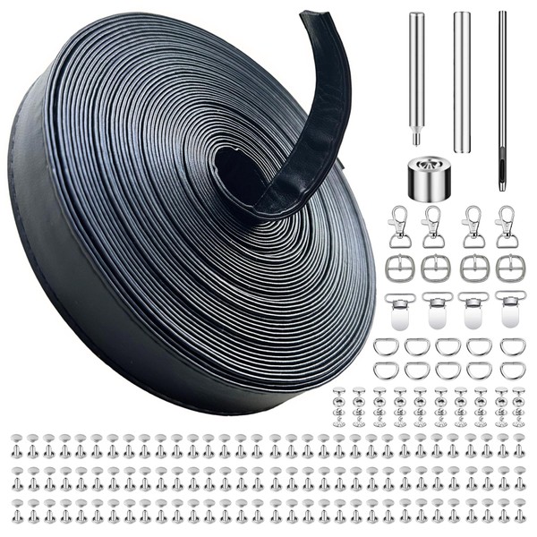 AOUXSEEM 196inches Long Black PU Faux Leather Strip Kit (3/4in