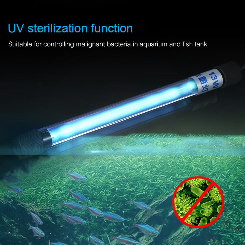 13W UV Light Sterilization Lamp Submersible Ultraviolet Sterilizer Water Disinfection