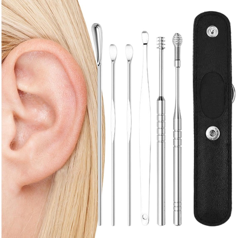 6Pcs Ear Pick Cleaning Kit Earwax Removal Kit,Stainless Steel Earwax