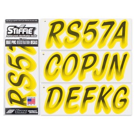 Stiffie Whipline Black/Electric Yellow 3" DOT Decal Kit Registration Numbers Vinyl Lettering Semi Truck Tractor Trailer Decals