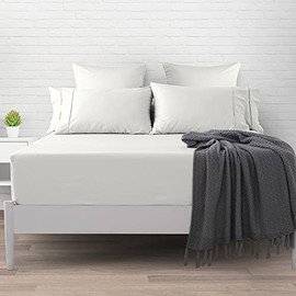 400 Thread Count Cotton Queen Fitted Sheets Off White 1pc, 100% Long Staple Cotton Soft Satin Fitted Sheets fit Upto 15 inch Deep Pocket (Off White 100% Cotton Deep Fitted Sheet Queen)