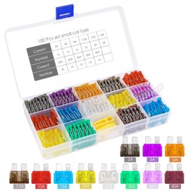 Pwsap Standard Car Fuses Set of 180 Car Fuses Blade Fuses 2A 3A 5A 7.5A 10A 15A 20A 25A 30A 35A 40A with 2 Fuse Pullers for Car Boat Marine SUV