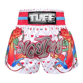 Tuff Sport Boxing Muay Thai - Pantalones cortos de boxeo para mujeres y niñas, artes marciales, entrenamiento, ropa de gimnasio, Blanco, rosa, M