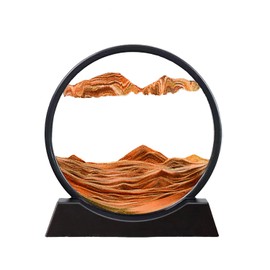 SOFLIY 3D Dynamic Sand Art Liquid Motion, Moving Sand Art Picture Round Glass 3D Deep Sea Sandscape in Motion Display Flowing Sand Frame Relaxing Desktop Home Office Work Decor (12“, Orange)