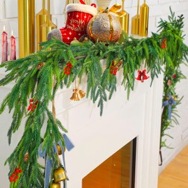 ORALEAF Norfolk Pine Garland, 6ft Realistic Artificial Greenery for Table, Mantle, Wall, Indoor and Outdoor Christmas Decorations