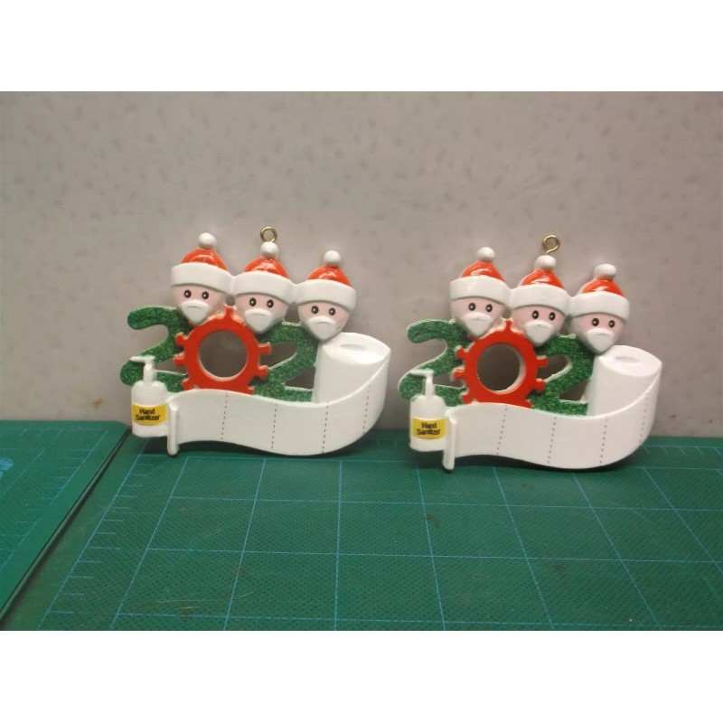 2 Comical Christmas Tree 2020 Ornaments White Skin w Toilet