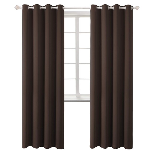 BGment Blackout Curtains - Grommet Thermal Insulated Room Darkening Bedroom and Living Room Curtains, Set of 2 Panels (52 x 120 Inch, Brown)
