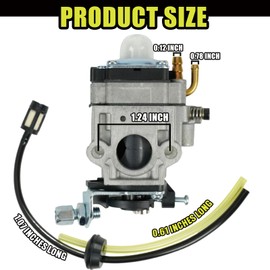 Carburetor Kit for 52cc 2HP Engine – Compatible with 56257, 57341, 63022, MP15 and 43cc-52cc Earth Auger Multi-Tools – Includes Spark Plug, Primer Bulbs, Gasket, Fuel Line, Complete Repair Set