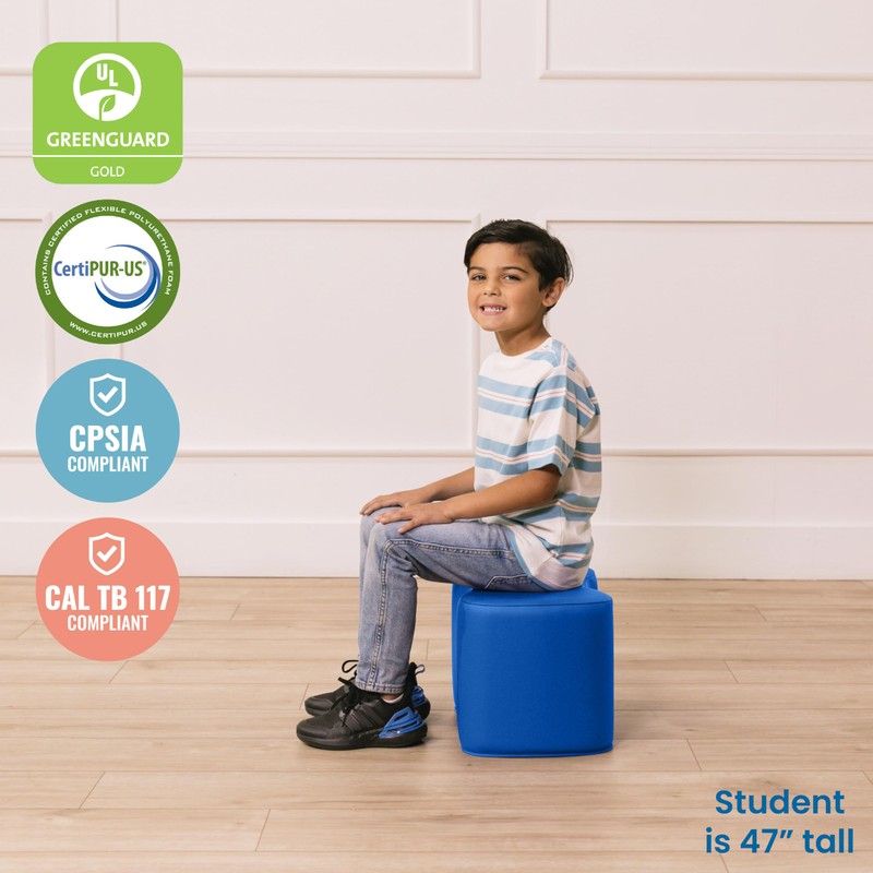 ECR4Kids SoftZone Toddler Modular Stool Set, Flexible Seating, Blue, 2-Pack