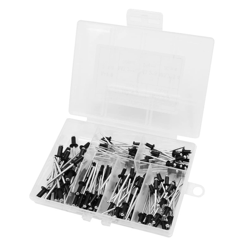 120pcs NUZAMAS 4mm/3.2mm/3mm/2.4mm Aluminum Blind Rivets Dome Head Rivets Open