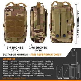 bvya 2 Pack Tactical EDC Pouches, Multi-Purpose Utility Tool Pocket Molle Phone Holster Waist Belt Pouch with U.S. Flag Patch and Tactical Gear Clips (Camo(2 Pack))