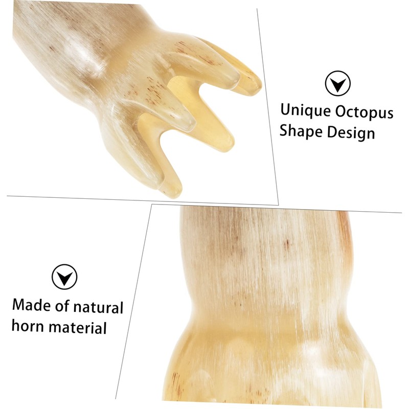 BIUDECO Handheld Ox Horn Massage Comb Natural Scraping Scalp Tool